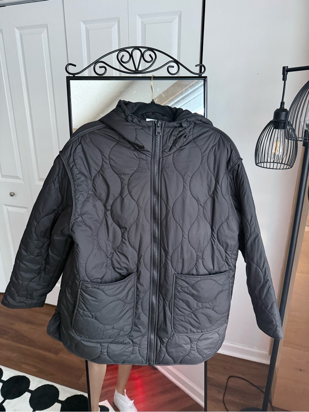 Quilted Hooded Jacket - Black Zara size S